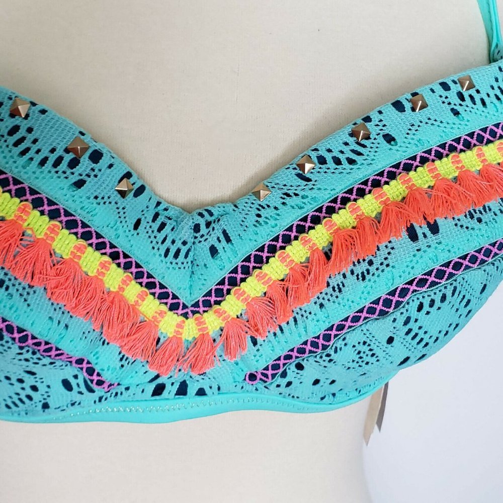Shade & Shore NWT Sea Breeze Aqua Bikini Top 38C - Picture 4 of 8